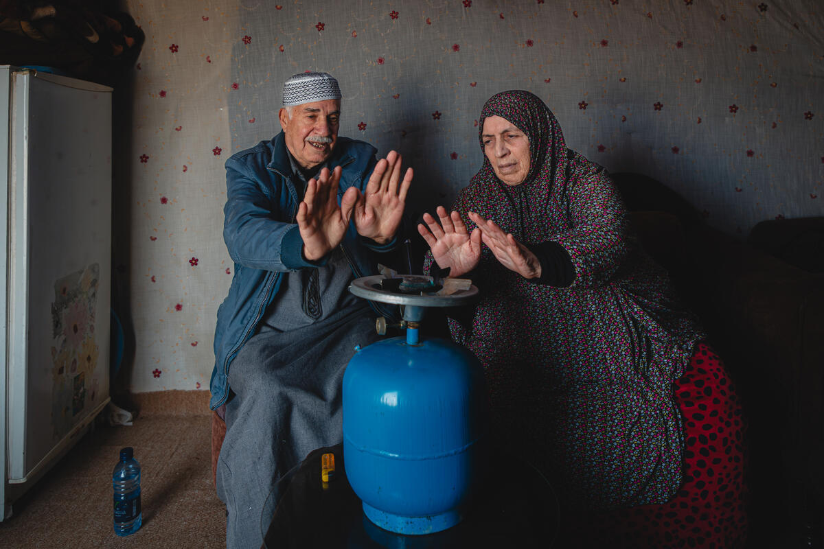 Mohammad Alsalloumi, 75, and Rajaa Shihab Eddin, 73, are an elderly couple living in Jordan. The family first fled in 2013 and shared their hardships since then. They pray for better health and brighter days ahead.