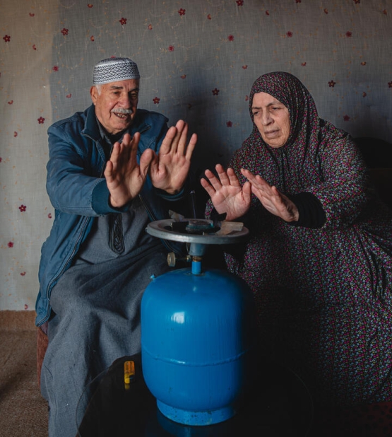 Mohammad Alsalloumi, 75, and Rajaa Shihab Eddin, 73, are an elderly couple living in Jordan. The family first fled in 2013 and shared their hardships since then. They pray for better health and brighter days ahead.