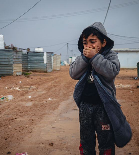 Hisham Al-Harfoush is a 7-year-old Syrian refugee who lives with his parents and 3 siblings in Za'atari camp.