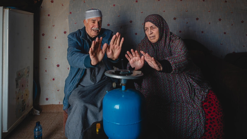 Mohammad Alsalloumi, 75, and Rajaa Shihab Eddin, 73, are an elderly couple living in Jordan. The family first fled in 2013 and shared their hardships since then. They pray for better health and brighter days ahead.